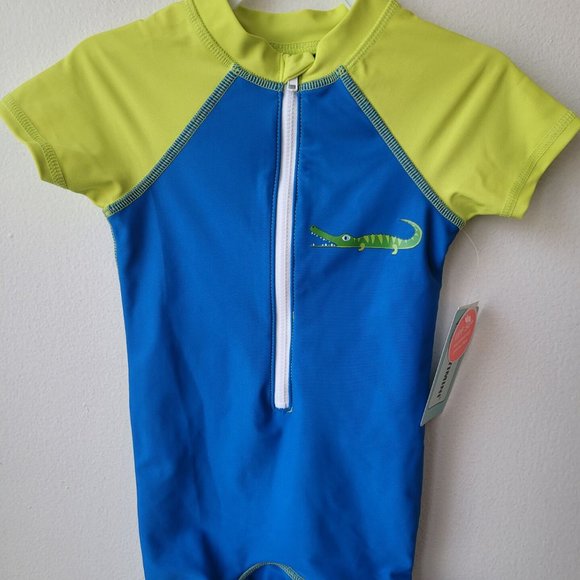 Floatmini Baby Boy Crocodile Swimsuit in Blue/Green Size 18M - Picture 1 of 4